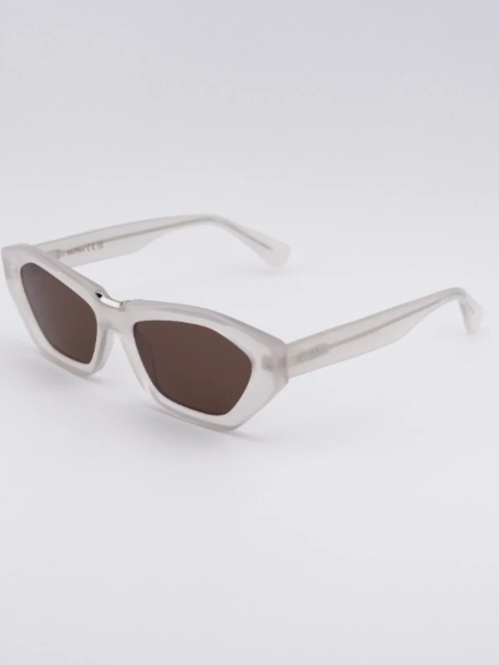 Max Mara MM0169 25E Kate Sunglasses Ivory Cat Eye Frame, Brown Lenses